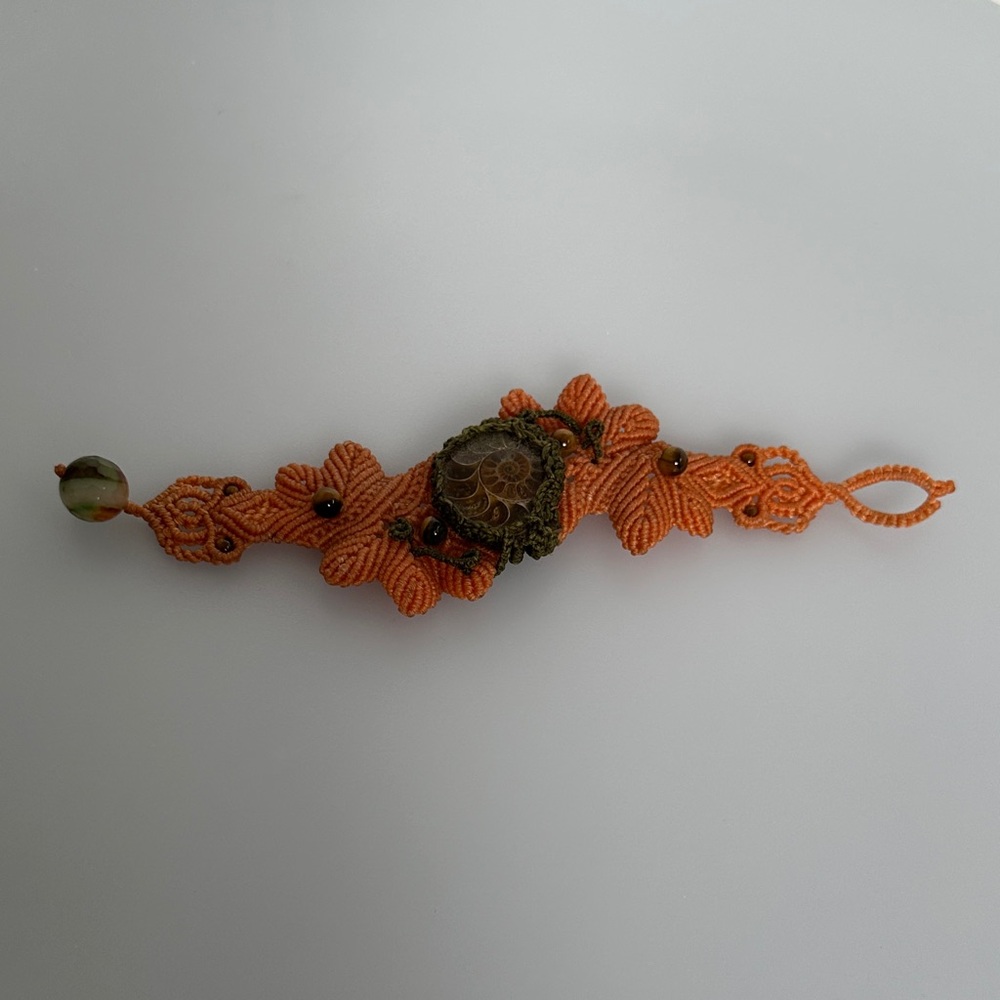 Artisanal Handcrafted Orange green Quartz stone Beaded Bracelet - Picture 3 of 11